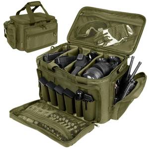 lot 9701 image: Gun Range Bag for 2 Handguns, 6 Magazine Slots, Double Soft Pistol Case