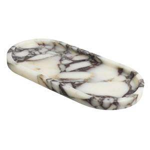 lot 9702 image: FutureStone 100% Natural Calaccata Viola Marble Tray, 10 x 5 Oval Tray