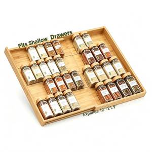 lot 9709 image: Bamboo Spice Drawer Organizer Expandable(Fits 2.6 Deep or Deeper Drawers), 4-Tier Spice Rack Drawer Insert for Kitchen Cabinets(12 - 22 Width),Adjustable Seasoning Storage Insert(Jars Not Included)