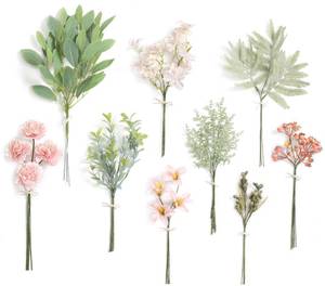 lot 9710 image: Serra Flora Artificial Greenery Stems Box Set,(Pack of 47pcs) with 9 Kinds of Faux Pink Green Filler for DIY Bridal Bouquets Wedding Floral Arrangement Table Centerpieces