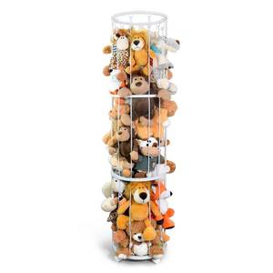 lot 9716 image: Stuffed Animal Storage Zoo Plushies Toy Storage Organizer, Metal Tube Stuffed Animal Holder with Brake Wheels, Space Saving Plush Toy Holder for Playroom Bedroom Nursery (White)