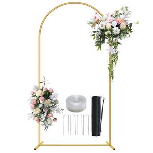 lot 9719 image: 7.2FT Metal Arch Backdrop Stand Gold Wedding Balloon Frame Pergola Arbor