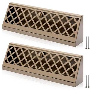 lot 9722 image: Blulu 2 Pcs 15 Inch Baseboard Register Duct Opening Size Modern Design Vent Covers for Home Floor Wall Baseboard Air Covers Supply Floor Diffuser Including Screws (Brown)