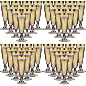 lot 9723 image: CHENGU 150 Pcs Plastic Champagne Flutes Bulk, Black, Classic