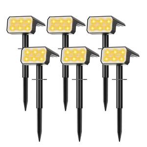 lot 9724 image: Flaow Solar Spot Lights Outdoor Waterproof, 6 Pack, 118 LED Warm White
