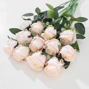lot 9727 image: LILUYTO 12Pcs Realistic Fake Cream Roses Faux Flowers with Long Stems, Artificial Silk Rose Flowers for Valentines Day Home Wedding Decor Bridal Bouquet