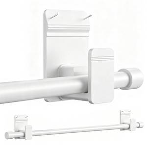 lot 9728 image: No Drill Curtain Rods for Windows 30 to 60 Inches,��Upgrade Dual Support�� Adhesive & Invisible Nail 58 Inch Curtain Rod No Drilling, Renter Friendly for Apartments Dorms, White