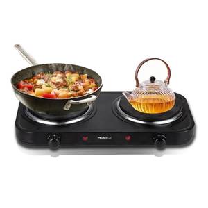 lot 9735 image: MIOAOTCE Countertop Double Cast Iron Burner 1800 Watts Electric Hot Plate with Adjustable Temperature 6.1 Cooktop for Dorm, Office, Home, Camp, Compatible for All Cookwares