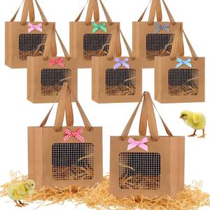lot 9743 image: AmazingSpark 12 Pcs Chicken Party Favor Gift Bags with Raffia Grass Bowknot