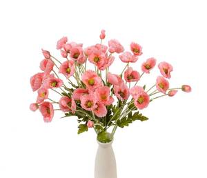 lot 9745 image: Wbartplant 22.4 Realistic Artificial Silk Poppy Flowers Stems (12, Coral)