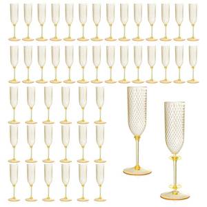lot 9756 image: XUWAIDSGN 48 Pack Amber Detachable 2 piece Champagne Flutes 5.5 Oz Unbreakable Plastic Mimosa Disposable Champagne Glasses Drinking Cups Stemmed Reusable Wine Toasting Glasses for Wedding