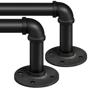 lot 9757 image: Zeerobee 2 Pack Curtain Rods 48-86, 1 Inch Industrial Black Curtain Rod