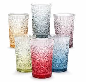 lot 9758 image: Forhaodejia Drinking Glass Set of 6, 13oz Colored Glass Cup Glassware Set