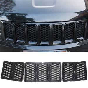lot 9761 image: CheroCar Front Grill Inserts Trim Honeycomb Mesh Grille Cover Kit for Jeep Grand Cherokee 2014-2016 7-Slot Grille Exterior Decoration Accessories