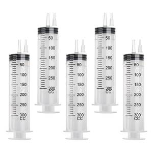 lot 9769 image: 300ml Large Syringe, 5-pack Plastic Syringes for Liquid with Tip Adapter