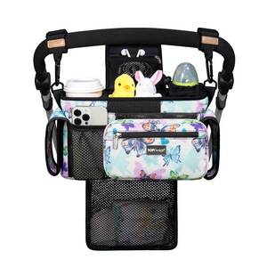 lot 9770 image: TOPDesign Universal Baby Stroller Organizer, Stroller Caddy with Detachable Mesh Bag & Heightened Insulated Cup Holders & Non-Slip Secure Hooks Accessories, Fits Most Strollers (Butterfly)