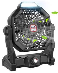 lot 9777 image: JINLICTE Portable Camping Fan, Rechargeable Battery Powered Tent Fans for Camp Hanging, 13-60Hrs Runtime, 9 Inch, Stepless Speed, Powerful&Quiet, for Picnic, Barbecue, Fishing, Travel, Home, Tent
