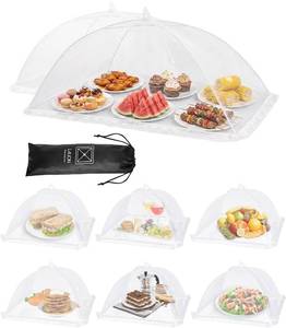 lot 9779 image: Lauon Food Covers for Outside - 2 Extra Large (40 x 25 in) & 6 Large (17 x 17 in) Pop-Up Umbrella Screen Tents- Breathable Outdoor Mesh Food Covers & Picnic Essentials - Collapsible Mesh Food Tent