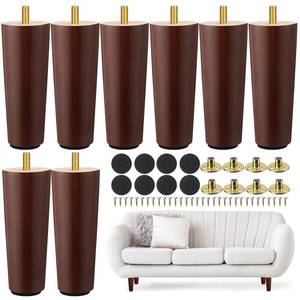 lot 9780 image: Maitys 8 Pcs 6 Inch Round Solid Wood Furniture Legs Furniture Wooden Replacement Chair Feet Dresser Sofa Couch Legs Table Cabinet Footstool DIY Projects for Home(Brown)