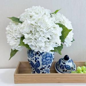 lot 9782 image: ZYTUYO Real Touch White Hydrangeas Artificial Flower, 21 inches, 4 Pcs