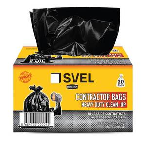 lot 9790 image: Svel Heavy Duty Industrial Contractor Bags 42 gallons 2 Mil (20 Bags) - 33 x 48 Thick and Tough Trash Bag for Construction, Commercial, Yard, Outdoor use.