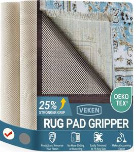 lot 9798 image: Veken Non Slip Rug Pad Gripper 8 x 10 Feet Extra Thick Pads for Any Hard Surface Floors, Keep Your Rugs Safe and in Place, Under Carpet Mat, with More Than 99 Pieces Anti-Slip Solid Square Pattern
