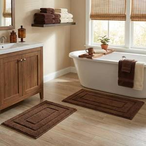 lot 9799 image: GRANNY SAYS Brown Bathroom Rugs Set 2 Piece, Soft Microfiber Bath Mats