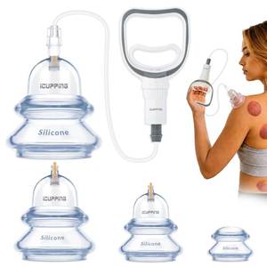 lot 9818 image: ICUPPING CUVIA Hybrid Cupping Therapy Set with Hand Pump Suction Cups