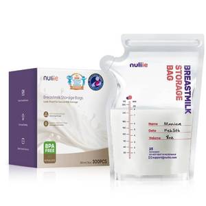 lot 9819 image: Nuliie 300 Pcs Breastmilk Storage Bags Freezer, 8 OZ Breast Milk Storing Bags, BPA-Free, Milk Storage Bags with Pour Spout for Breastfeeding, Self-Standing Bag, Space Saving Flat Profile