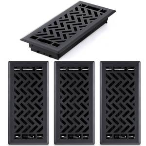 lot 9823 image: Tuanse 4 Pack 4 x 12 Inch Floor Register Vent Cover, Matte Black Steel
