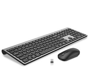 lot 9828 image: Full Size Slim Computer Keyboard and Mouse Wireless with 2.4Ghz Dongle