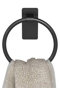 lot 10061 image: STWWO Hand Towel Holder for Bathroom, Adhesive Round Towel Ring, Black