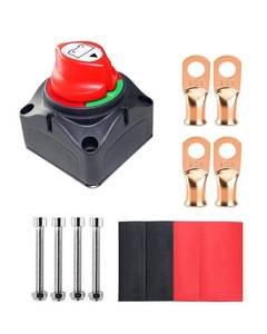 lot 10066 image: Gioyonil Battery Disconnect Switch Isolator, 12V-48V On-Off Power Cut Master Shut-Off Switch with 2 AWG x 38 Ring Terminals & 31 Heat Shrink for Marine Camper Trailer RV Boat Automotive