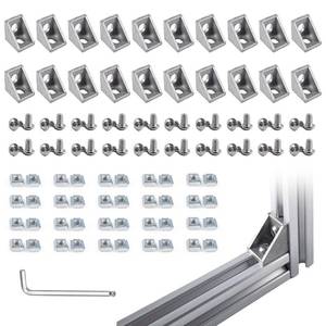 lot 10073 image: TOCLUX 20 Sets Silver 2020 Aluminum Extrusion Connector Kit �� 20pcs Corner Brackets, M5 Sliding T-Nuts & Hex Screws, 1 Hex Wrench �� for 6mm T Slot Extruded Aluminum Accessories Hardware