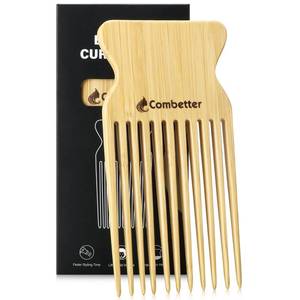 lot 10081 image: Combetter Bamboo Hair Pick Comb, Afro Pick for Thick Curly Hair & Beard