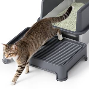 lot 10091 image: Booche Cat Ramp for Litter Box Elevated Litter Ramp for Cat Litter Boxes, Washable Easy Cleaning Steps with Filter Functions Suitable for Small & Elderly Cats(14x10x2.5)