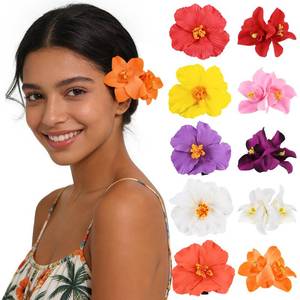 lot 10094 image: 10 pc Hawaiian Flower Hair Clips for Women Hair Accessories-Hibiscus&Orchid