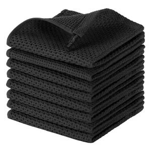 lot 10099 image: joybest Cotton Kitchen Dish Cloths, 8-Pack Waffle Weave Ultra Soft Absorbent Dish Towels Washcloths Quick Drying Dish Rags, 12x12 Inches, Black