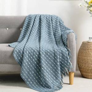 lot 10105 image: BOURINA Faux Cashmere Throw Blanket, Soft Sofa Blanket, Blue 50x60 inch