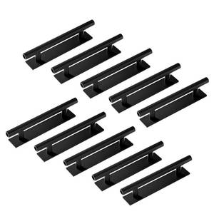 lot 10106 image: DBTHTSK 10 Pack Self-Stick Push Pull Helper ABS Plastic Wardrobe Handle Instant Cabinet Drawer Furniture Handles (Black)