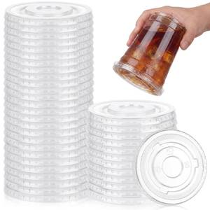 lot 10111 image: Hushee 50 Pcs Flat Lids Plastic Lids Bulk Disposable No Hole 90mm