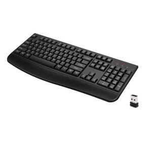 lot 10112 image: QUASIO Wireless Keyboard, 2.4G Full-Sized Ergonomic Wireless Computer Keyboard with Wrist Rest for Windows, Mac OS LaptopPCDesktopNotebook(Black)