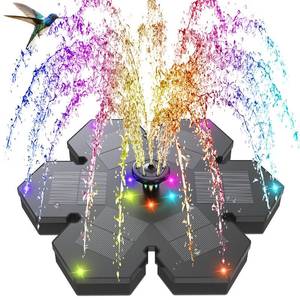 lot 10130 image: GAIZERL Solar Fountain Snowflake Style, 2025 Upgrade 3.5W Solar Bird Bath Fountains, Solar Powered Water Fountain with 2000mAh Battery, LED Lights, 7 Nozzles for Hummingbird, Garden, Pool, and Pond