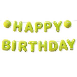 lot 10166 image: Sport Birthday Banner, 3D Sport Theme Happy Birthday Banner (Tennis)