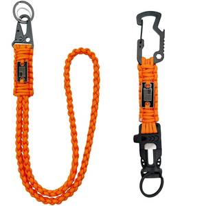 lot 10168 image: DDOUT Heavy Duty Paracord Badge Lanyard and Keychain with USA Flag, Tactical Braided Military Lanyard for Keys