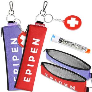 lot 10174 image: suzamed Emergency Medical Bag, Portable EpiPen Carry Case (2, PurpleRed)