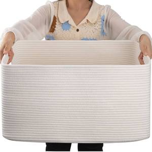 lot 13855 image: OIAHOMY 75L Woven Cotton Rope Storage Basket