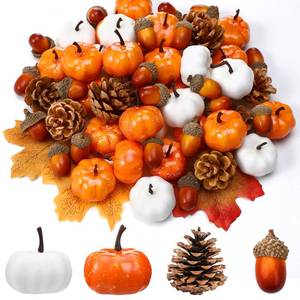 lot 13858 image: Yookeer 120pc Fall Mini Pumpkins Acorns Pine Cones