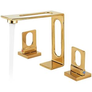 lot 13870 image: Bakala Gold Bathroom Sink Faucet 8-Inch Widespread