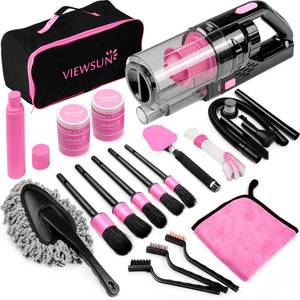 lot 13885 image: Viewsun 17-Piece Car Cleaning Kit with Handheld Vacuum